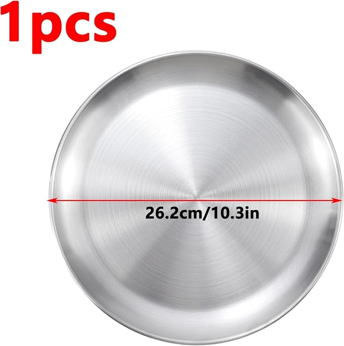 Antrader Silver Stainless Steel Tray, Round Serving Tray, Bar Party - Image 2