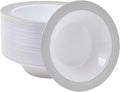 Plastic Bowls with Silver Grid Rim Disposable 12oz Bolws 50Pack | Disposable by JOLLYCHEF