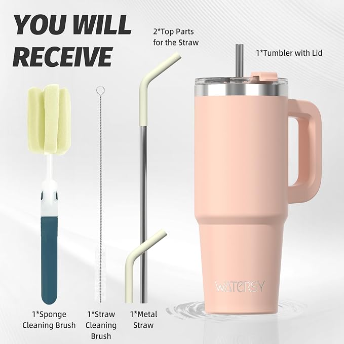 20 oz Tumbler with Handle, Tumbler with Lid and Straw, Double Wall Insulated - Image 2