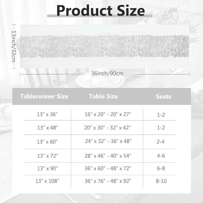 Metallic Style Silver Table Runner, Table Runners 36 Inches Long | Cotton Linen - Image 7