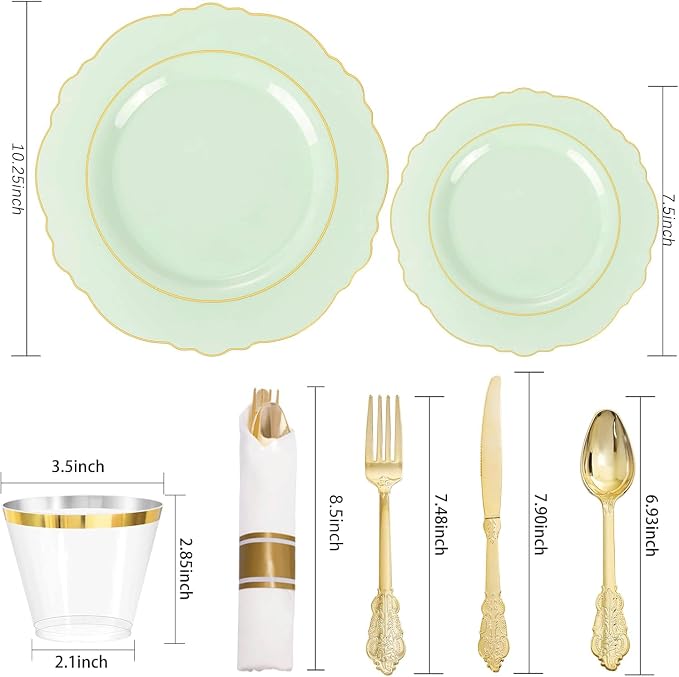 350PCS Light Green Plates - Image 8
