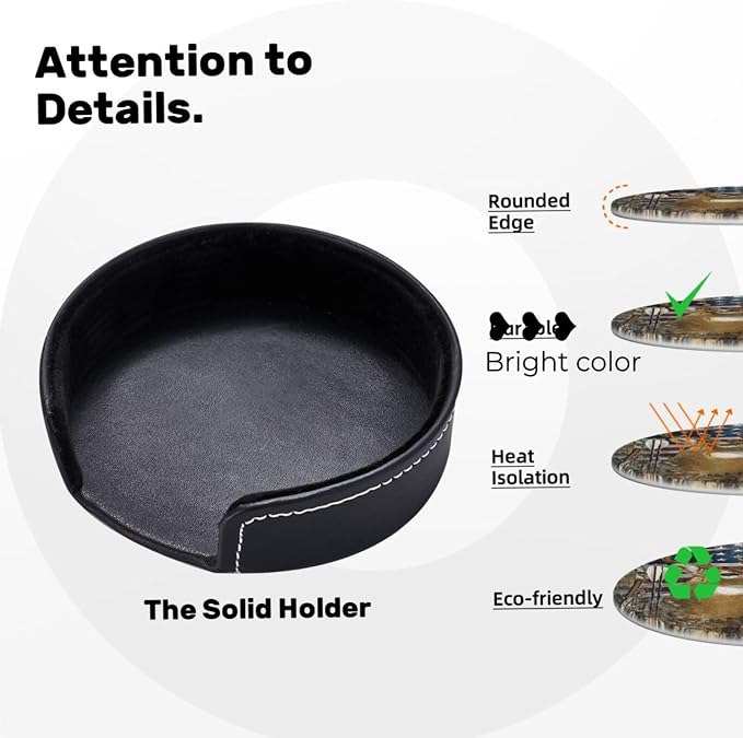 6 Pack Fishing Deer American Flag Leather Coasters - Image 6