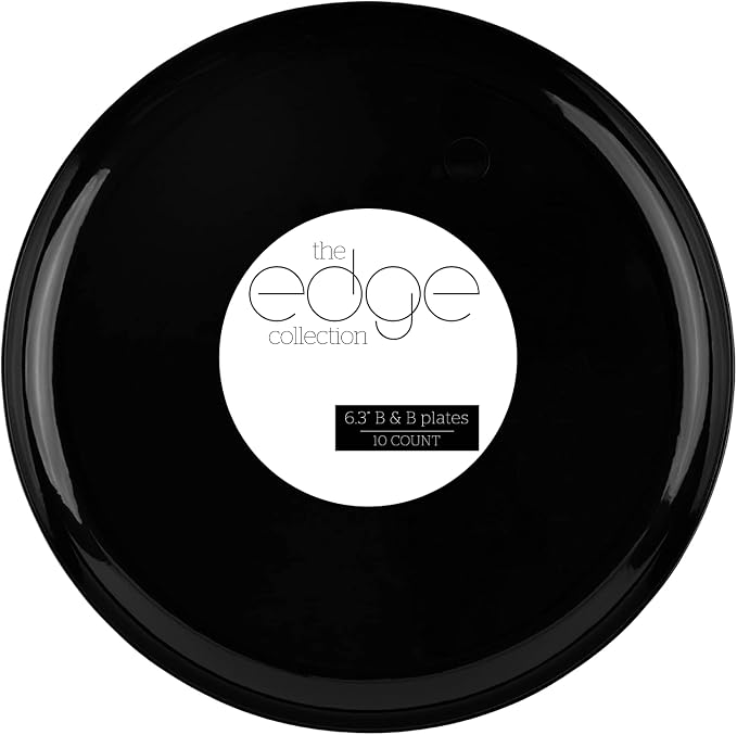 PLASTICPRO [30 Pack 6.3 Plastic Party Plates Black Edge Collection Premium by PLASTICPRO