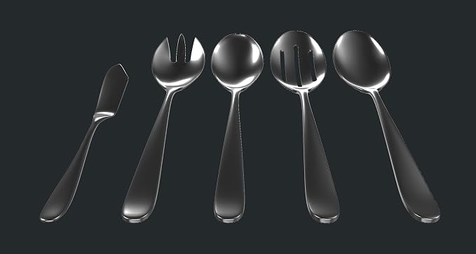 Serving Utensil Set – 18/10 Stainless Steel Serving Spoons, Salad Servers - Image 2