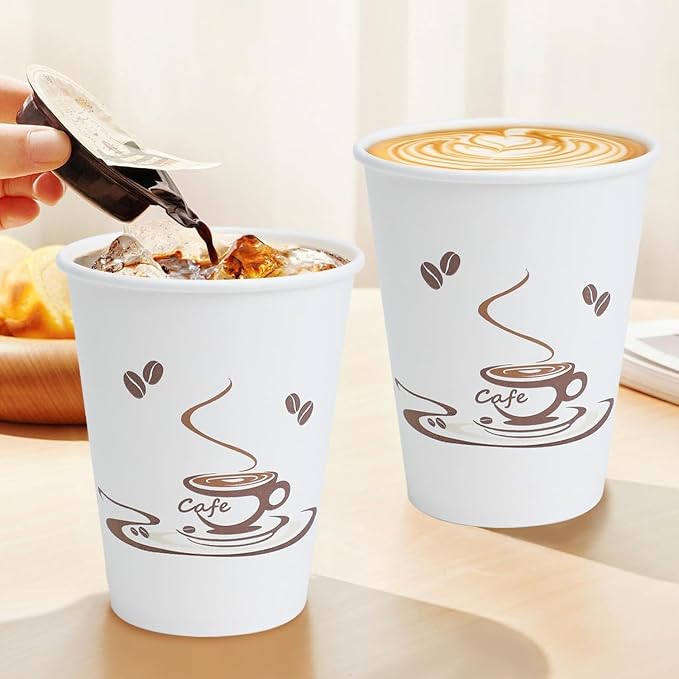 Lamosi 200 Pack 10 oz Coffee Cups, Disposable Paper Cups | Hot/Cold Beverage - Image 2