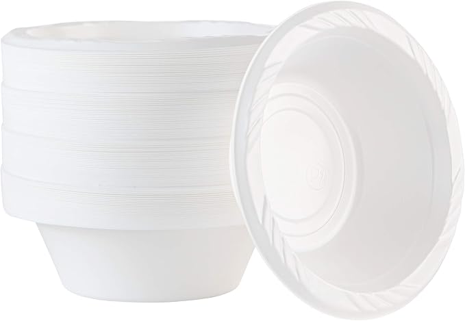 100 Count Disposable 5 ounce White Plastic Dessert Bowls by PLASTICPRO