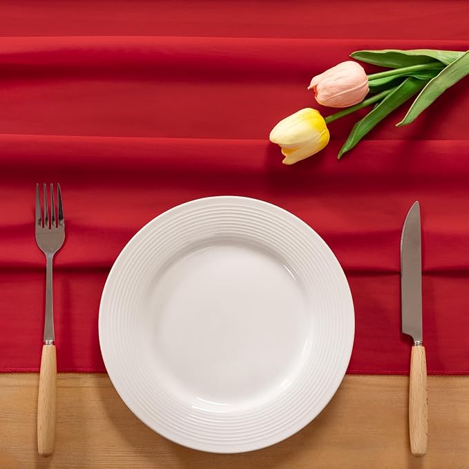 Red Chiffon Table Runner Summer Boho Wedding Birthday Party Decor | 14ft 29x120 - Image 3