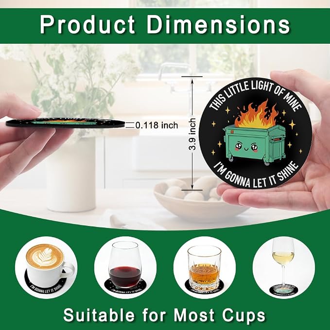 This Little Light of Mine I’m Gonna Let It Shine Drink Cup Holder Coaster Set - Image 2