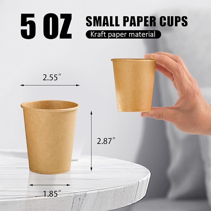 Clawsoff 300 Pack 5 oz Paper Cups Disposable Kraft Mouthwash Cups Small | - Image 2