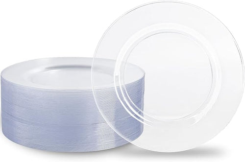 100PCS Clear Plastic Plates Disposable, 10.25" Heavy Duty Dinner Plates | by N9RTABLEWARE