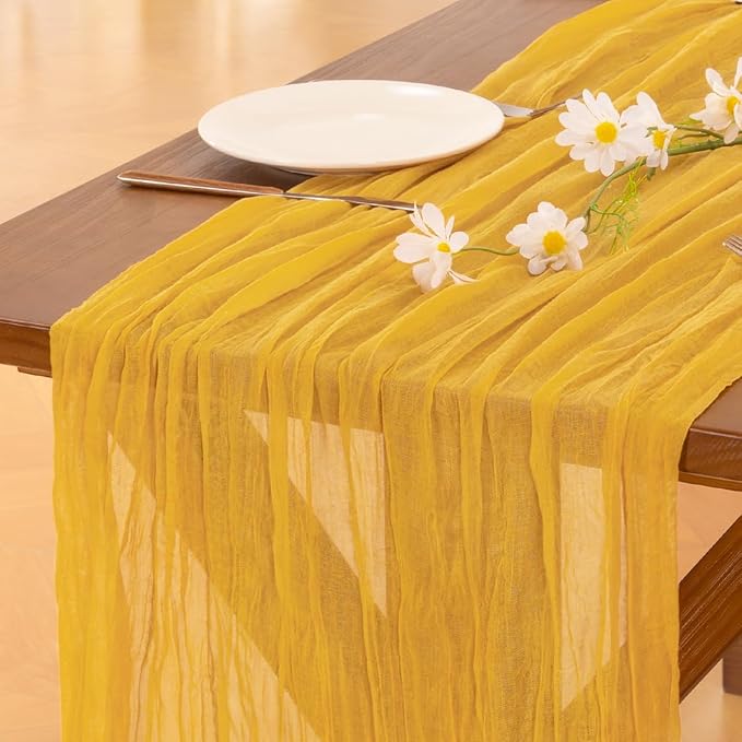 Cheesecloth Table Runner Summer Boho Wedding Birthday Party Home Decor | Gold by Socomi