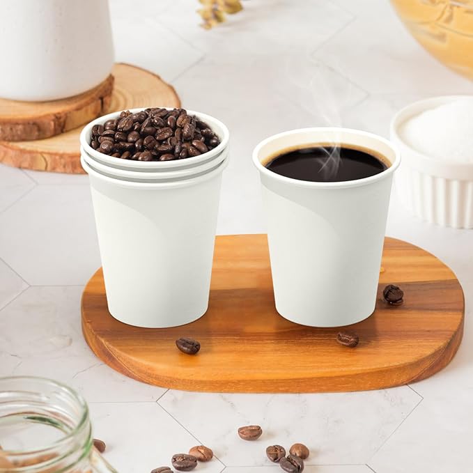 Dealusy 100 Count 8 oz Coffee Cups, Leak-Free Food Safe Paper Cups 8 oz - Image 4