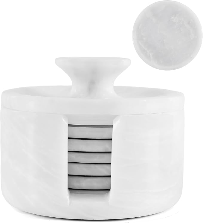 White Marble Coasters Set of 6 by HomePage