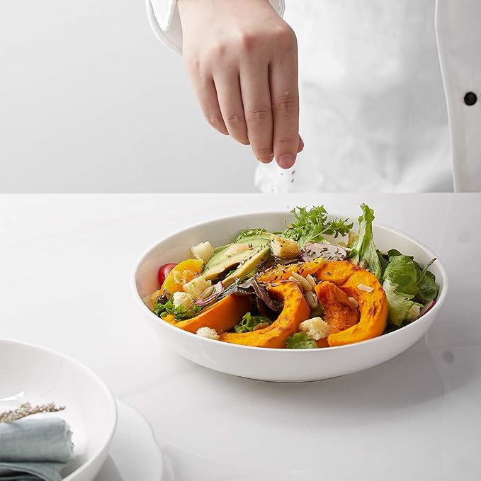Y YHY Pasta Bowls 32oz, Ceramic Large Salad Serving Bowls, Shallow Soup Bowl - Image 3