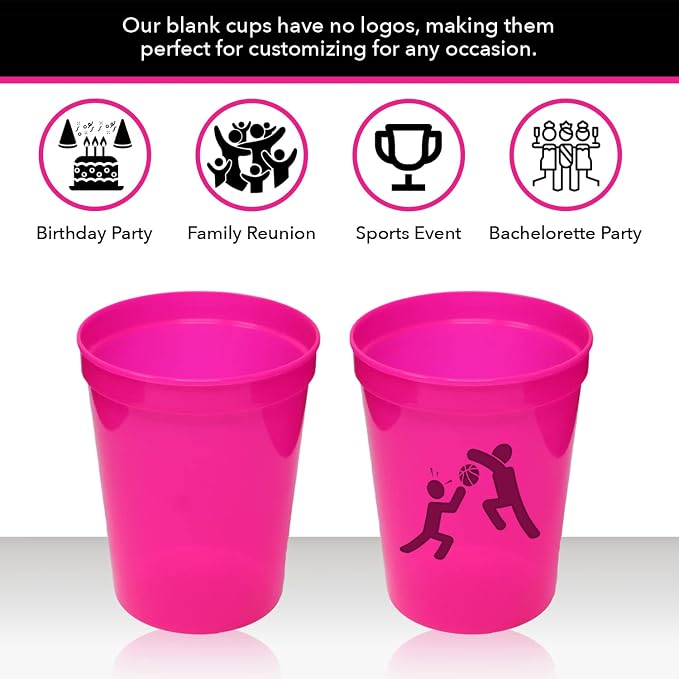 Rolling Sands 16 oz. Reusable Plastic Stadium Cups, 8 Pack, Made in USA - Image 3