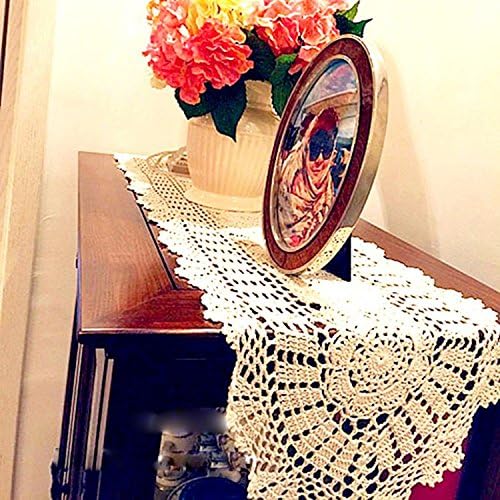 Laivigo Handmade Crochet Lace Oval Lucky Flower Tablecloth Table Runner Doilies - Image 4