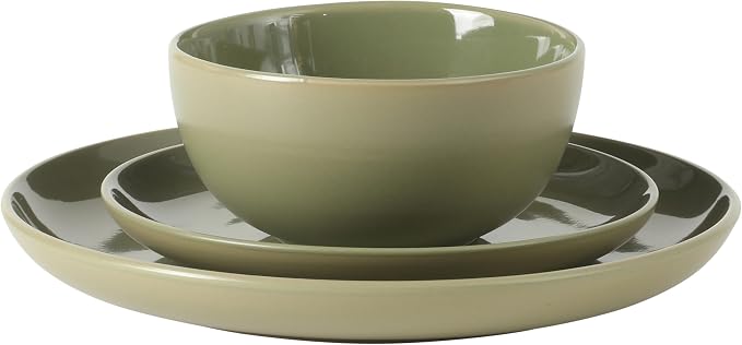 Gibson Home Rockaway 12 Piece Plates and Bowls Matte Outside/Shiny Inside Glaze - Image 6