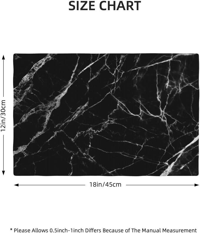 Fiokroo Black with White Marble Placemats Set of 4 Table Mats Table Tableware - Image 2