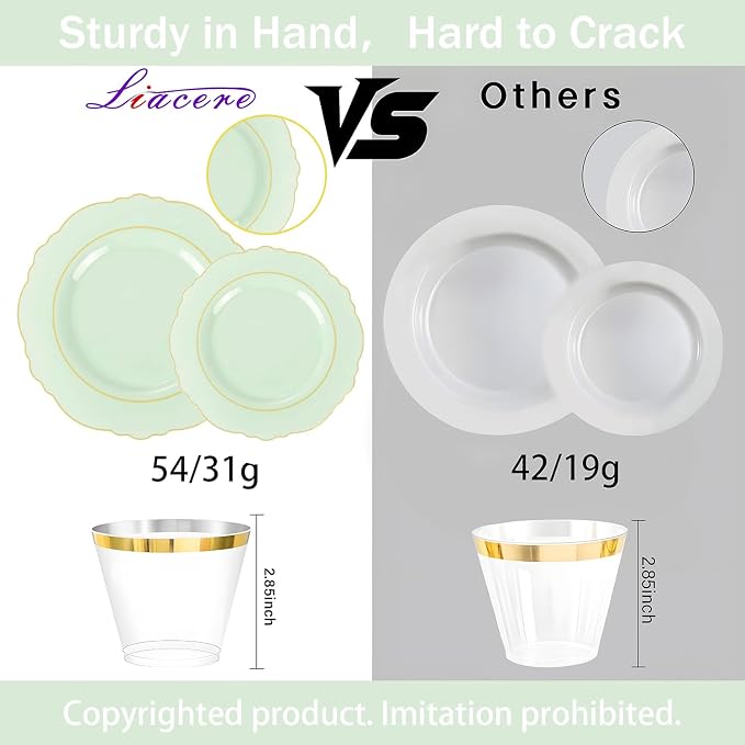 350PCS Light Green Plates - Image 3