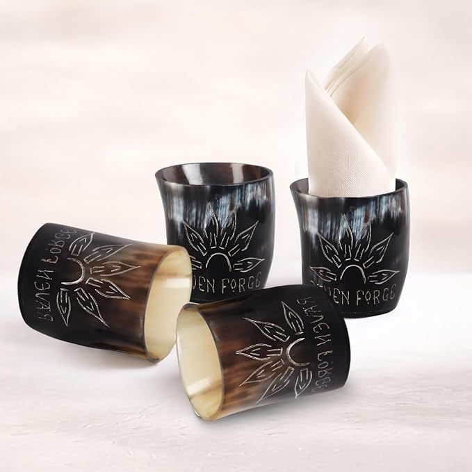 Handicrafts Home Viking Horn Shot Glasses Set of 4, Handmade Natural Ox Horn - Image 3