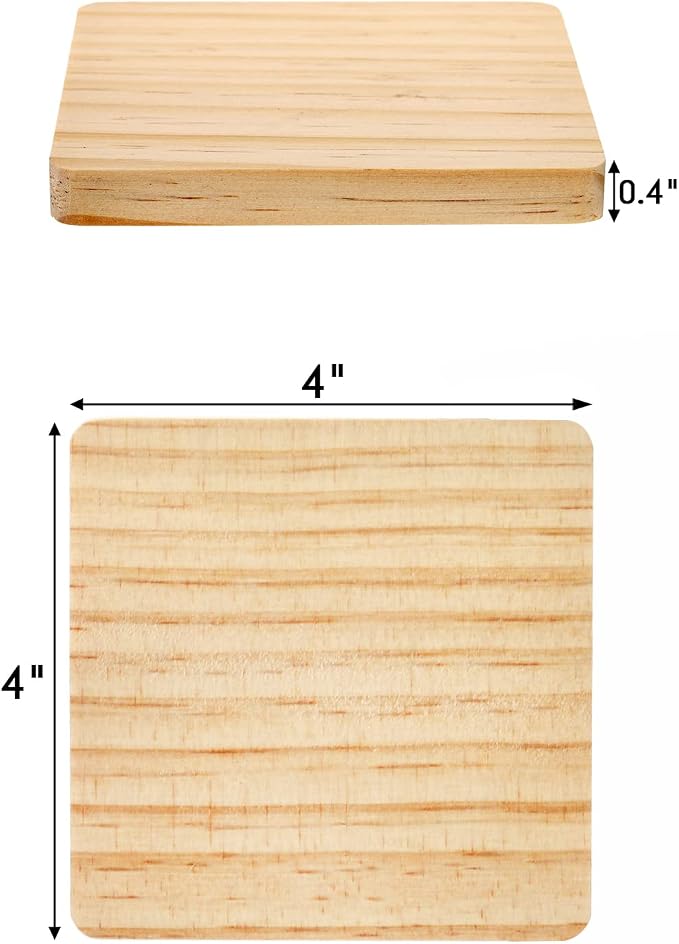 Dicunoy 20 Pack Unfinished Wood Coasters, Square Coasters - Image 2