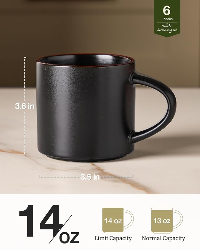 famiware Coffee Mugs Set of 6, Nebula 14oz Coffee Mugs Ceramic Cup Set | - Image 4