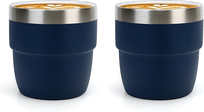 Zenbo 4 oz Espresso/Coffee Cups, Ceramic-Lined Double Wall Vacuum Insulated by Zenbo