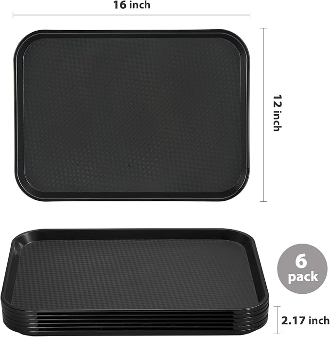 6 Pack Multicolor Lunch Trays, 12x16 Inch Plastic Food Tray | Multicolor Food - Image 7