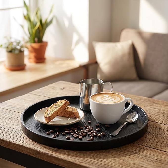 Round Trays Home Decor, 11.8" Large Round Wood Tray - Image 5