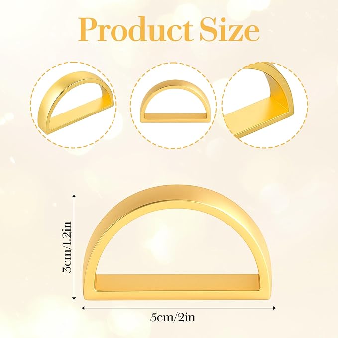 50 Pcs Gold Napkin Rings, Matte Gold Semicircle Thanksgiving Napkin Rings - Image 2