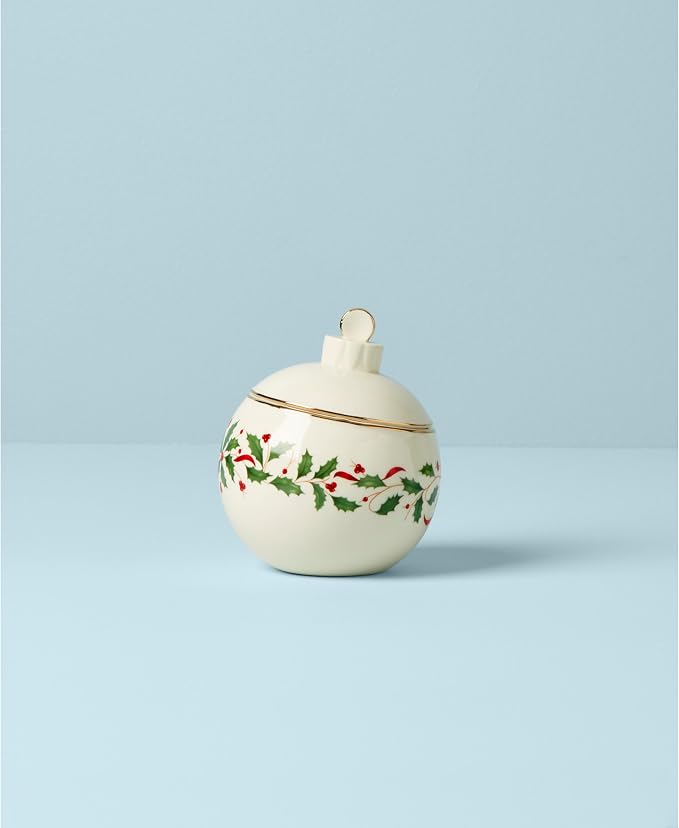 Lenox Holiday Christmas Ornament Candy Jar | porcelain, dishwasher safe | 5.75 - Image 2