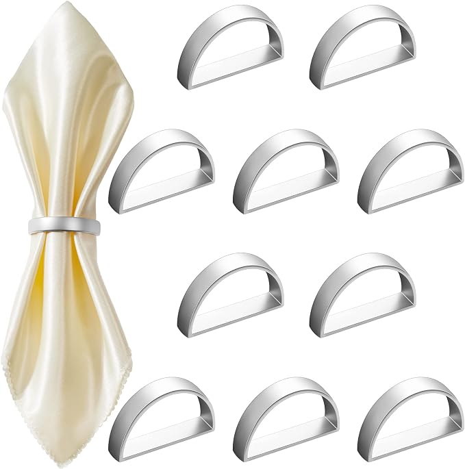 10 Pcs Stainless Steel Napkin Rings Metal Napkin Ring Holders Fall Thanksgiving by CHENGU
