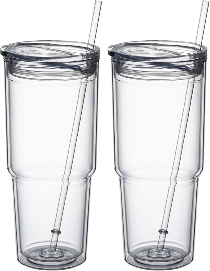 MEWAY 30oz/2 pcs Classic Insulated Tumblers, Double Wall Acrylic Tumbler by MEWAY