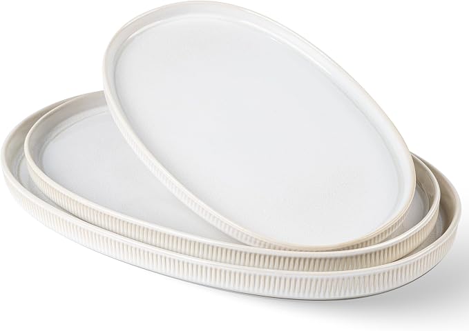 Ceramic Serving Platter Set of 3, Oval Serving Plates and Dishes | by TheTerra