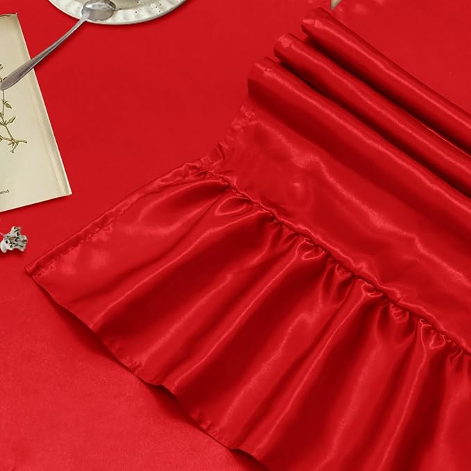 2 Pack Red Satin Table Runner 12 x 72 Inch | Ruffle Design, Luxurious Dining - Image 4