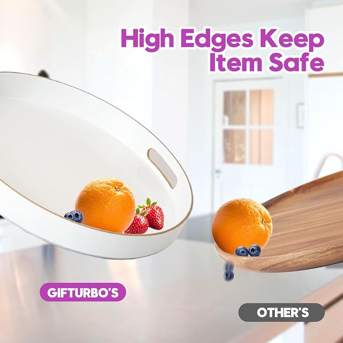 Gifturbo White Round Serving Tray, Decorative Serving Trays - Image 4