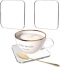 2Pack 4 Inch Square Cute Clear Acrylic Drink Coasters by PITBVO
