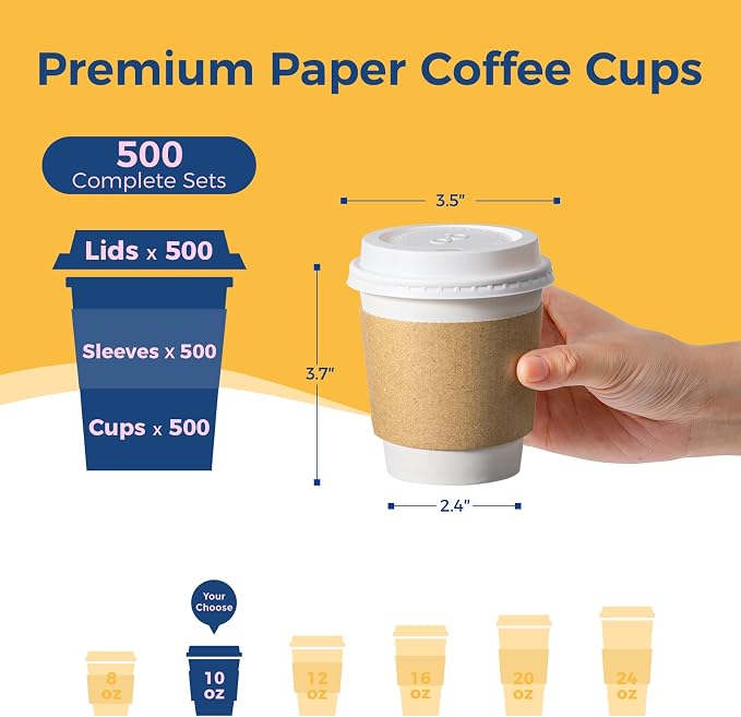 Fit Meal Prep 500 Pack 10 oz Disposable Coffee Cups - Image 2