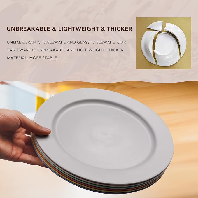 10inch/6pcs Dishwasher & Microwave Safe Wheat Straw Plates - Image 3