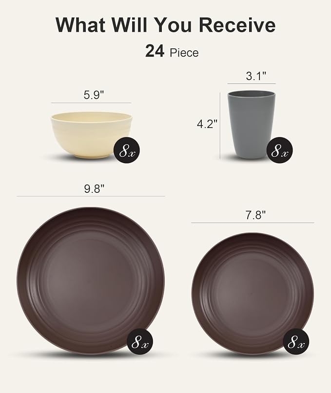 Quatish 24 Piece Plates and Bowls Sets - Image 2