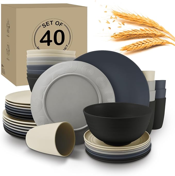 40Pack plates and bowls sets for dinner by WROVA