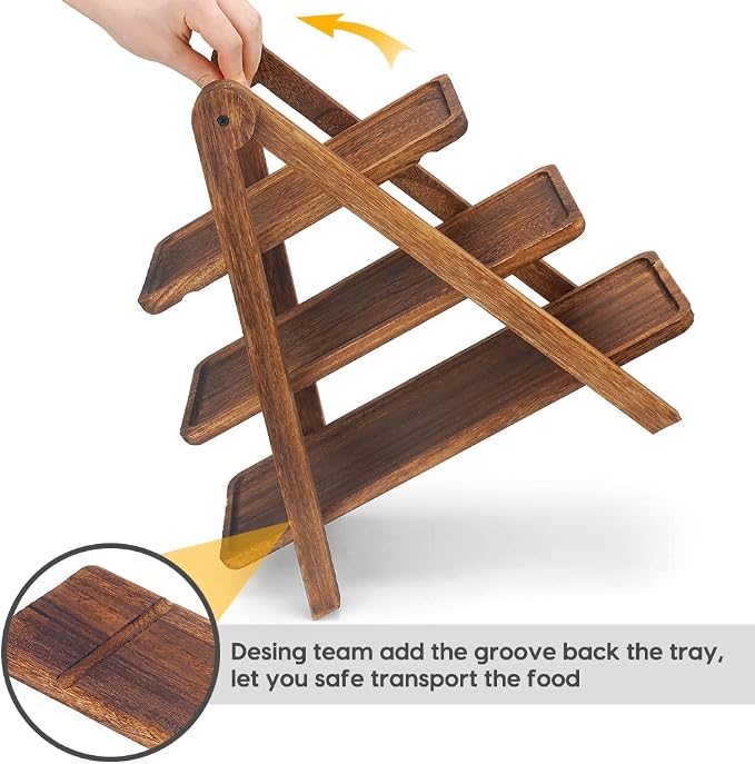 Manspdier Extra Large Wood 3 Tier Serving Tray Three Tiered Cupcake Stand - Image 6