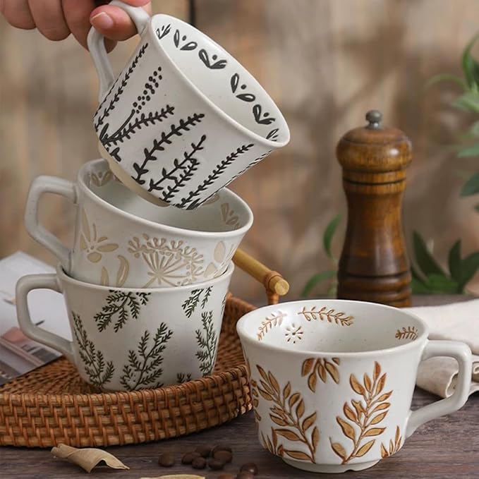 Ceramic Mug Set of 4, 11oz by Tvvtuww