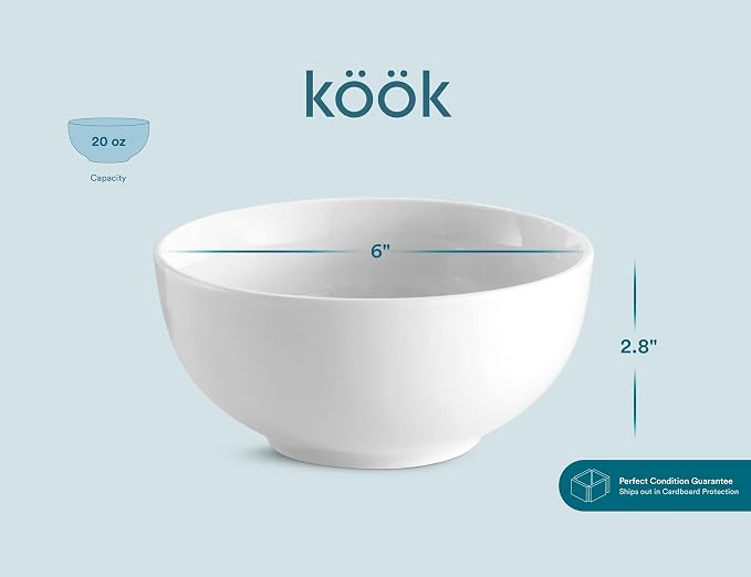 KooK Ceramic Cereal Bowls, Dishwasher and Freezer Safe, Porcelain Dishes - Image 6