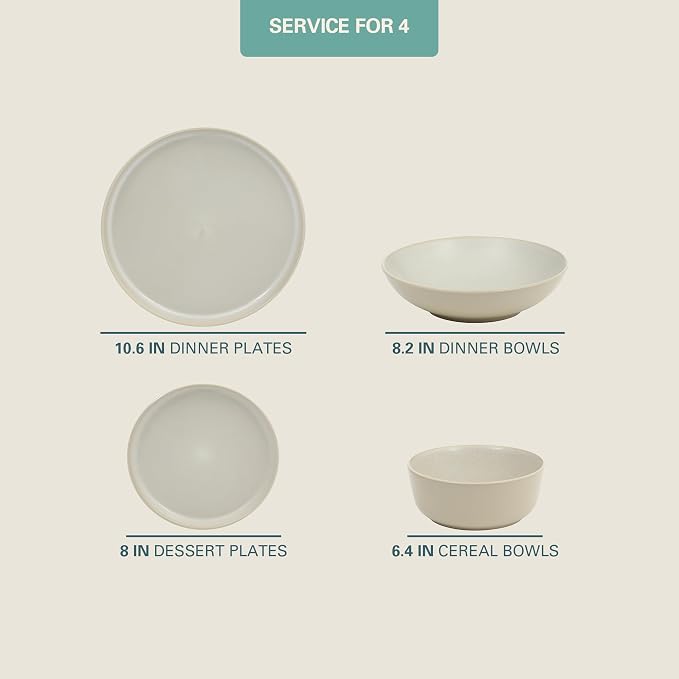Gibson Elite Tribeca Loft 16-Piece Dinnerware Set – Matte Cream and White - Image 2