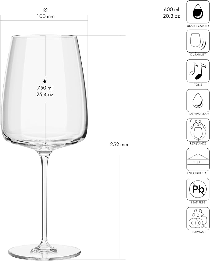 Krosno Red Wine Glasses, 20.3 oz, Modern Collection, Versatile and Durable - Image 2
