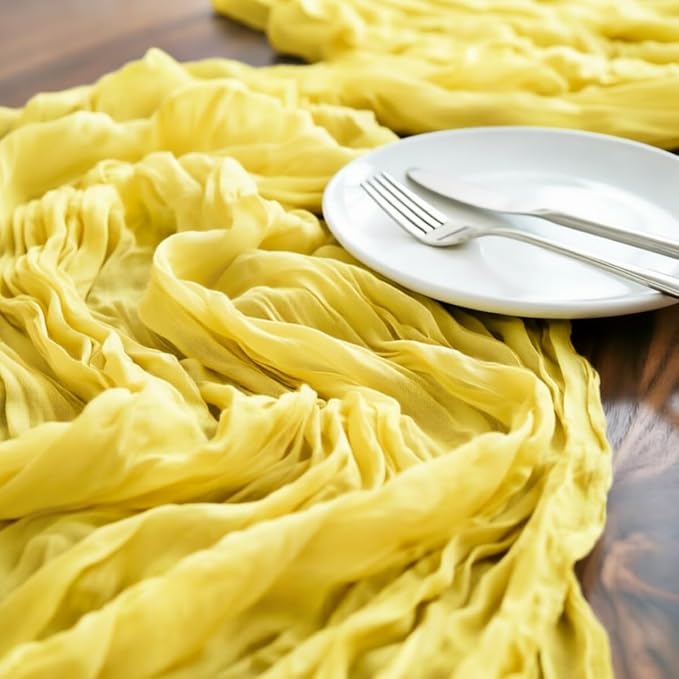 Yellow Cheesecloth Table Runner 120 Inches 10 Ft Gauze Table Runner | Summer - Image 4