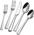18/10 Stainless Steel Flatware, 20-Piece Forged Silverware Set by KINGSTONE