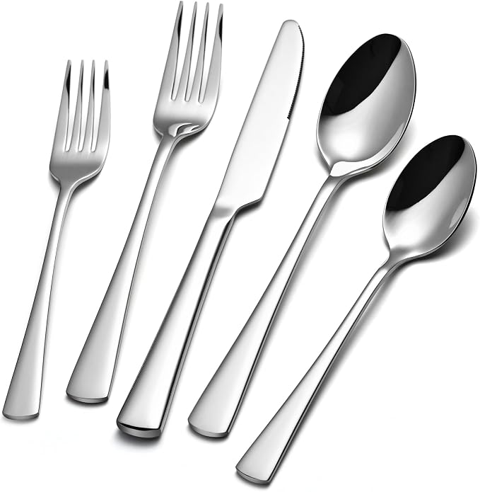 Silverware Set for 8, 40-Piece Forged 18/10 Stainless Steel Flatware Set by KINGSTONE