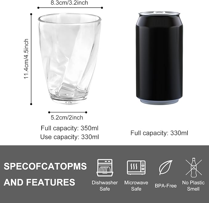 Topsky 12-ounce Plastic Water Tumblers | Set of 4 Transparent Unbreakable - Image 4